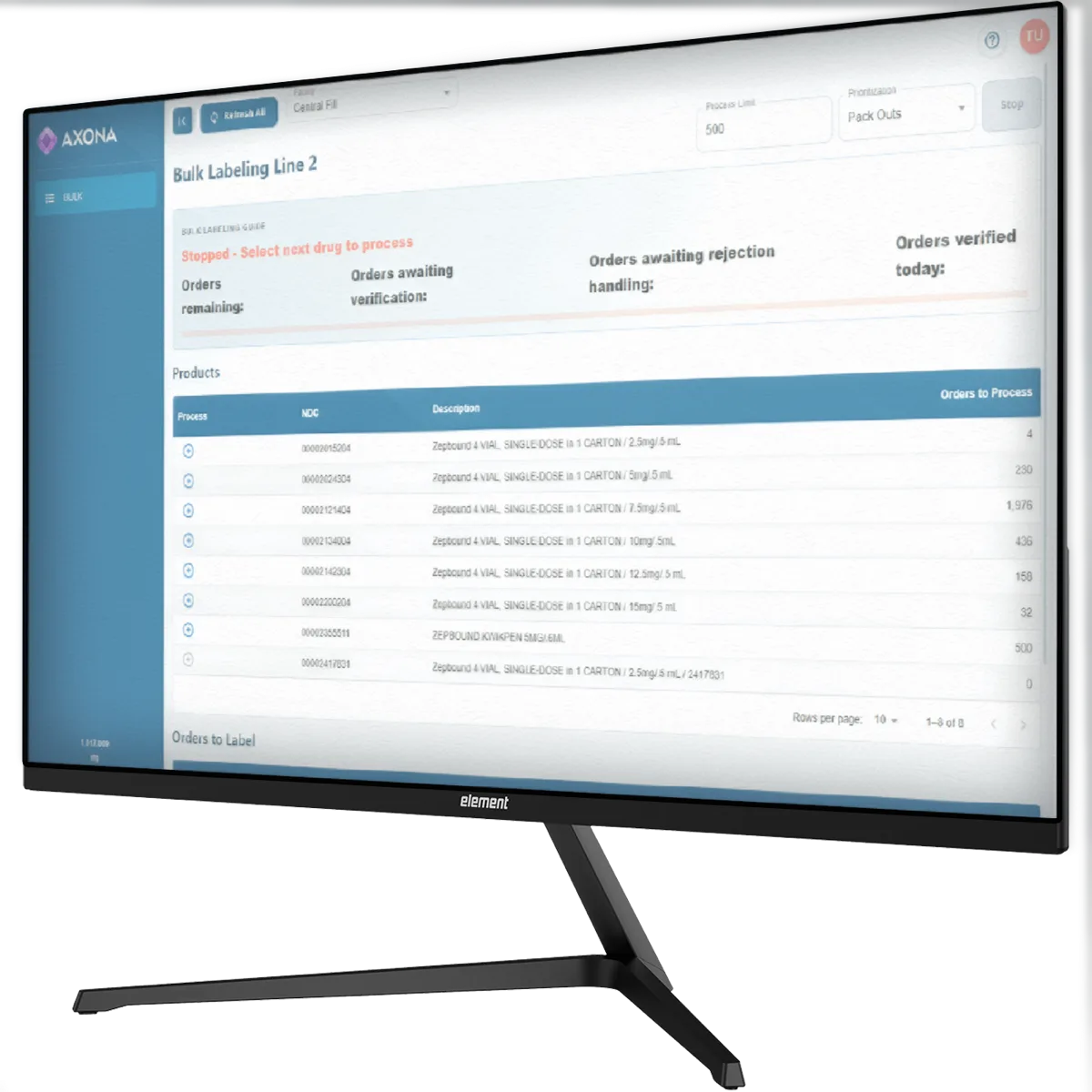 The Axona platform running on a monitor