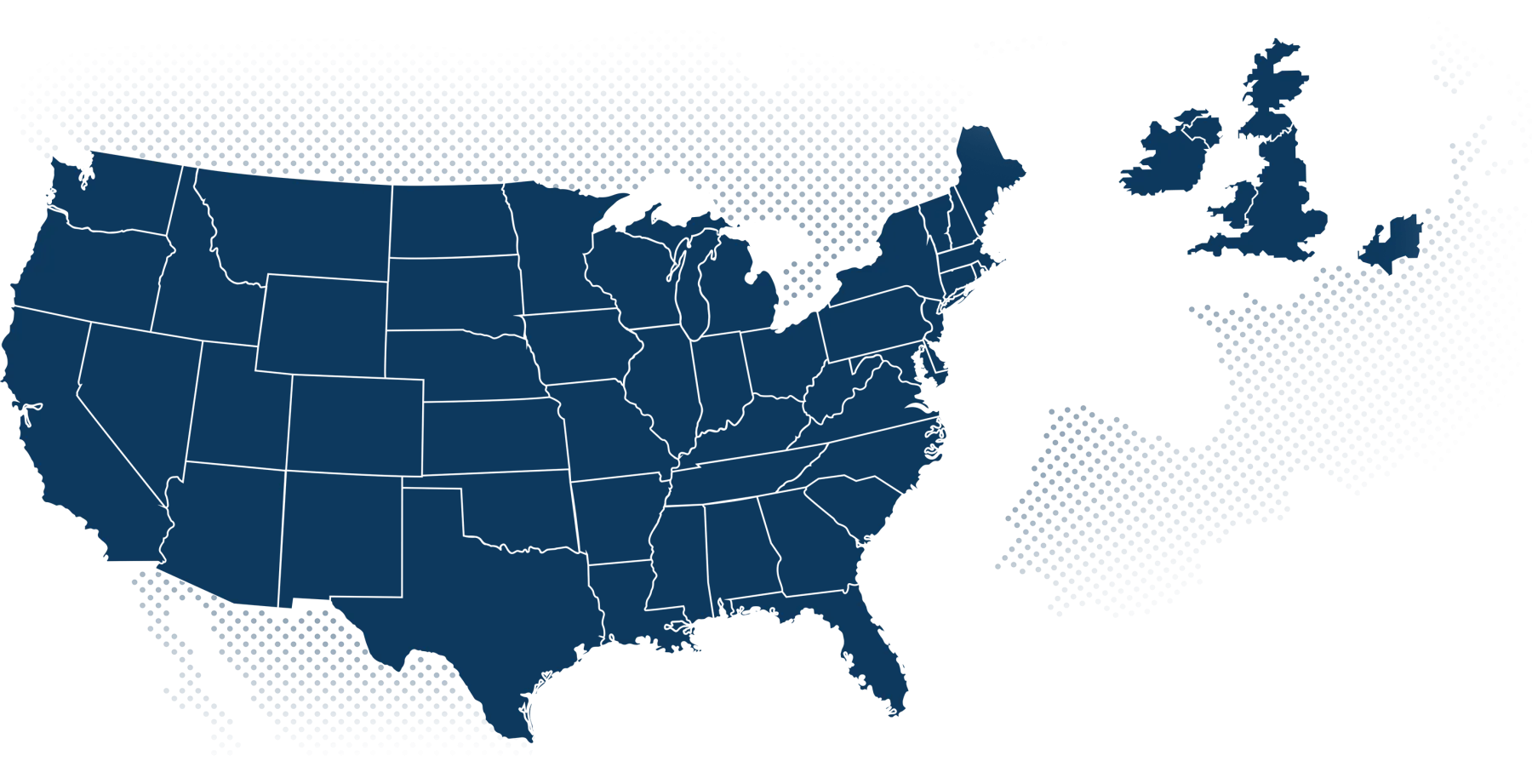 Map of RoboPharma central fill installations across the United States, the Netherlands and the United Kingdom